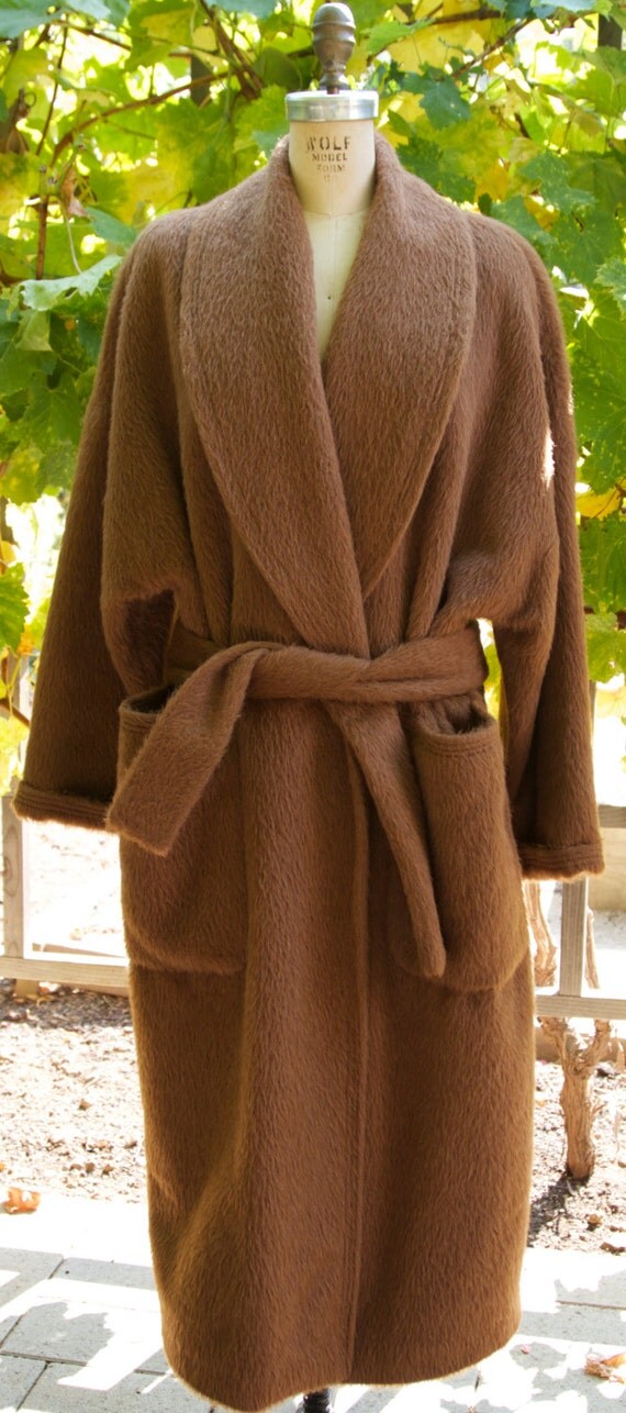 1980s100 Wool Mohair Camel Tone Wrap Coat by newgenerationvintage