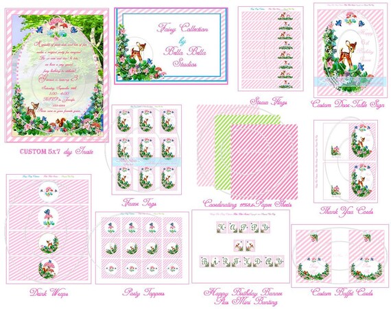 Vintage Baby Deer PRINTABLE Party COLLECTION - by Bella Bella Studios Il_570xn