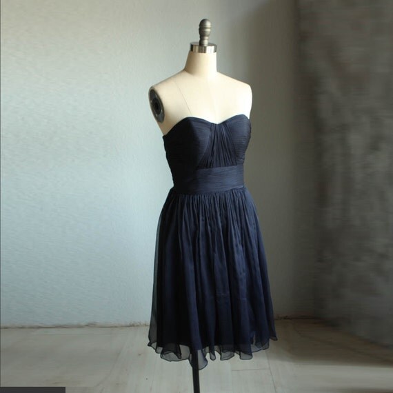 Bridesmaid Dress/  /sweetheart strapless /NAVY BLUE /dresses /Fairy / Dreamy / Bridesmaid / Party / wedding / Bride (B013)