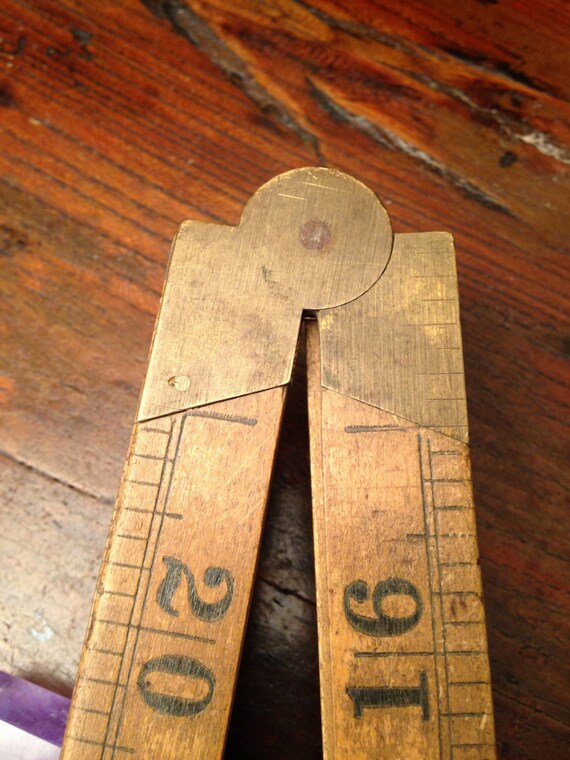 Antique Lufkin Boxwood Folding Ruler with Brass by WrathofRa