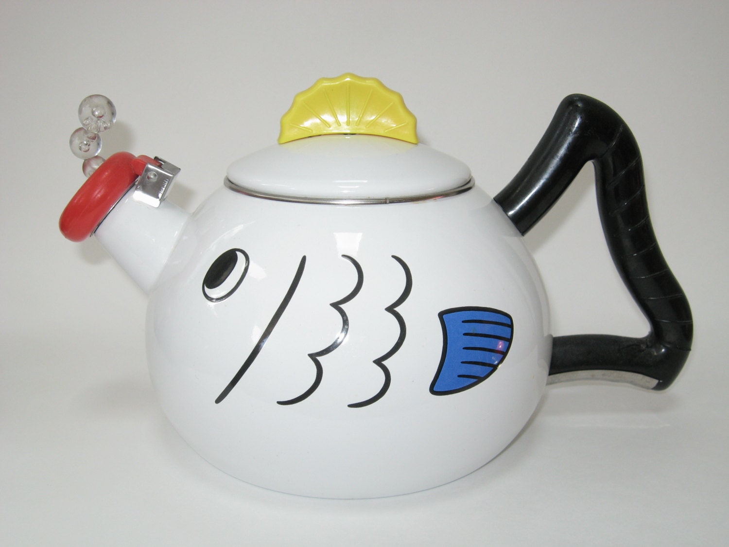 Kamenstein Fish Bubble Enamel Teakettle / Whistling Tea Kettle