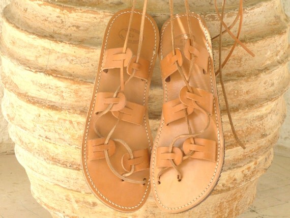 mens leather lace up sandals
