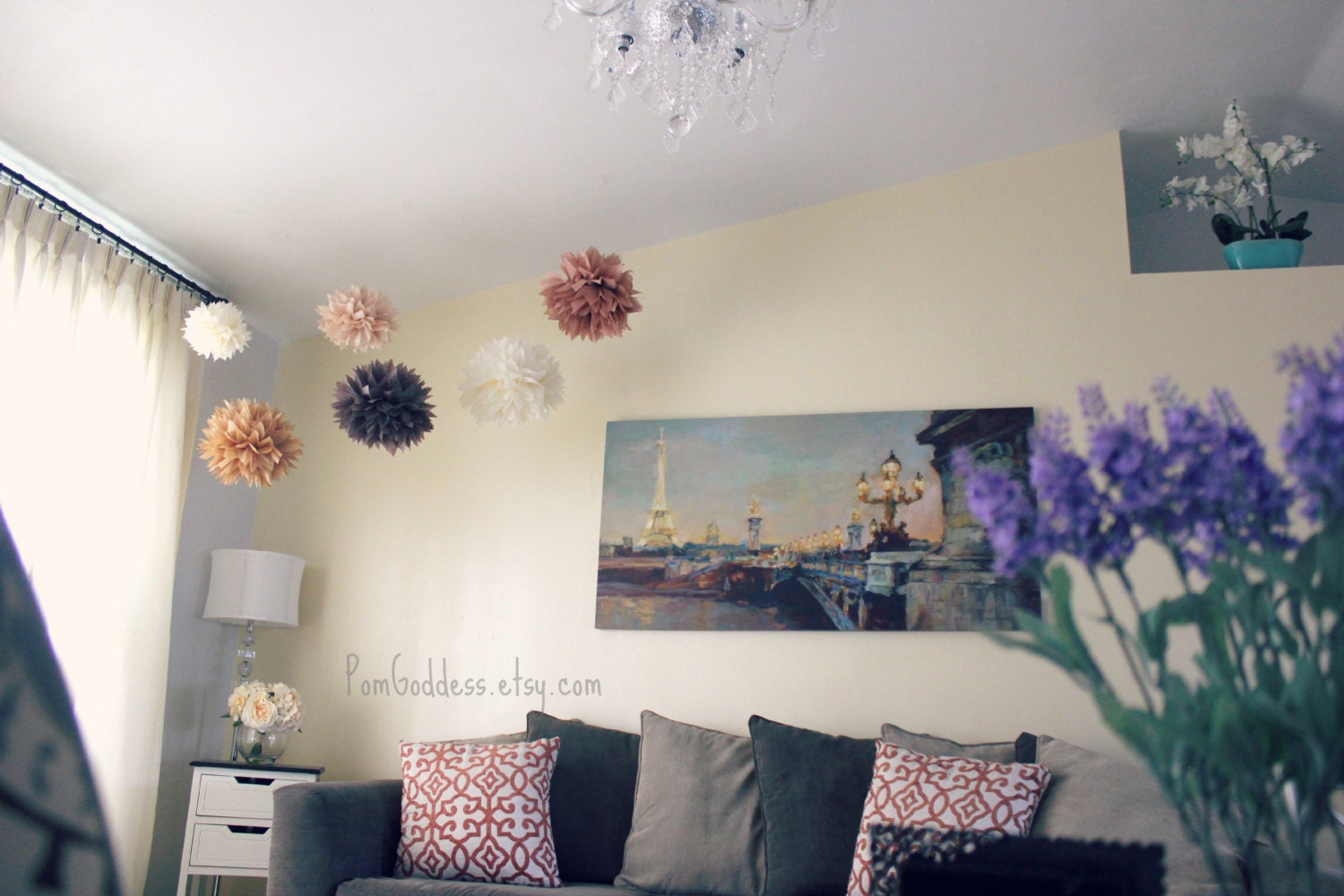 8 Tissue Poms- Home Decor-Rustic Wedding Decorations-Country Wedding Decor-Beach Wedding Decor Il_570xn