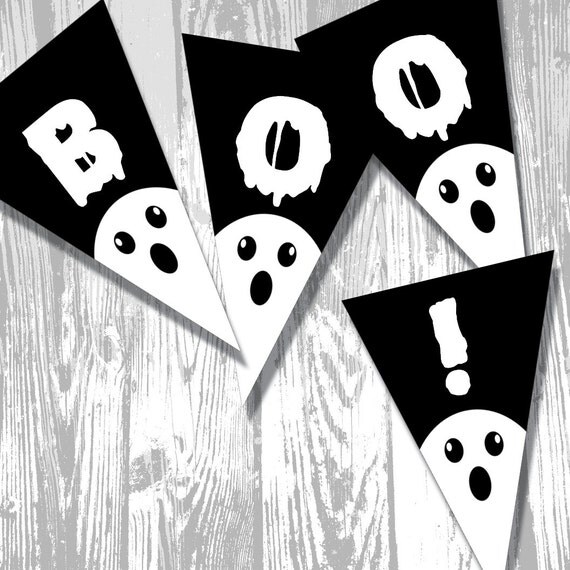 Halloween Banner Party Decoration PDF Editable Ghost : BA0203 v301 Il_570xn