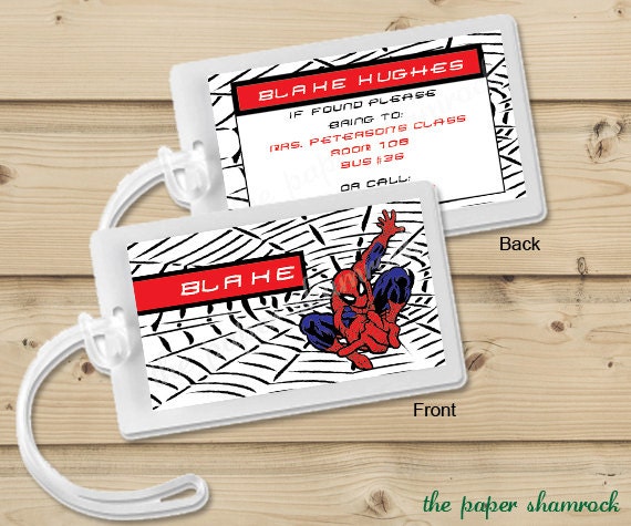 Spiderman - Luggage Tag, Bag Tag, Backpack Tag, ID Tags, Personalized, Custom Il_570xn