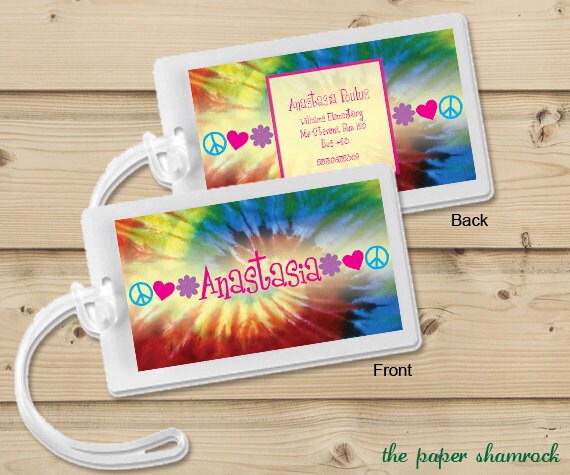 Tie Dye - Luggage Tag, Bag Tag, Backpack Tag, ID Tags, Personalized, Custom Il_570xn