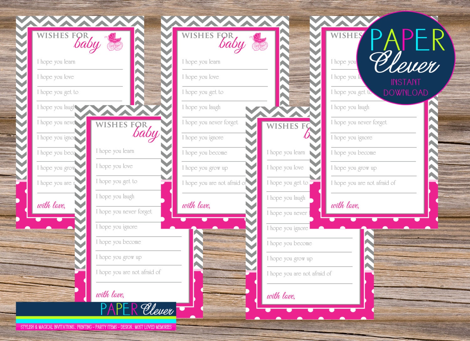 Well wishes for baby, carriage, pink, girl- instant download #1200076 Il_570xn
