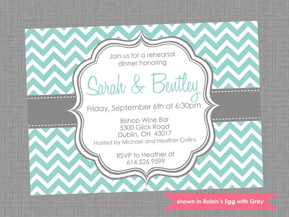 Rehearsal Dinner Invitation - Printable Rehearsal Themed Chevron Invite - Colors and Text Customizable Il_570xn