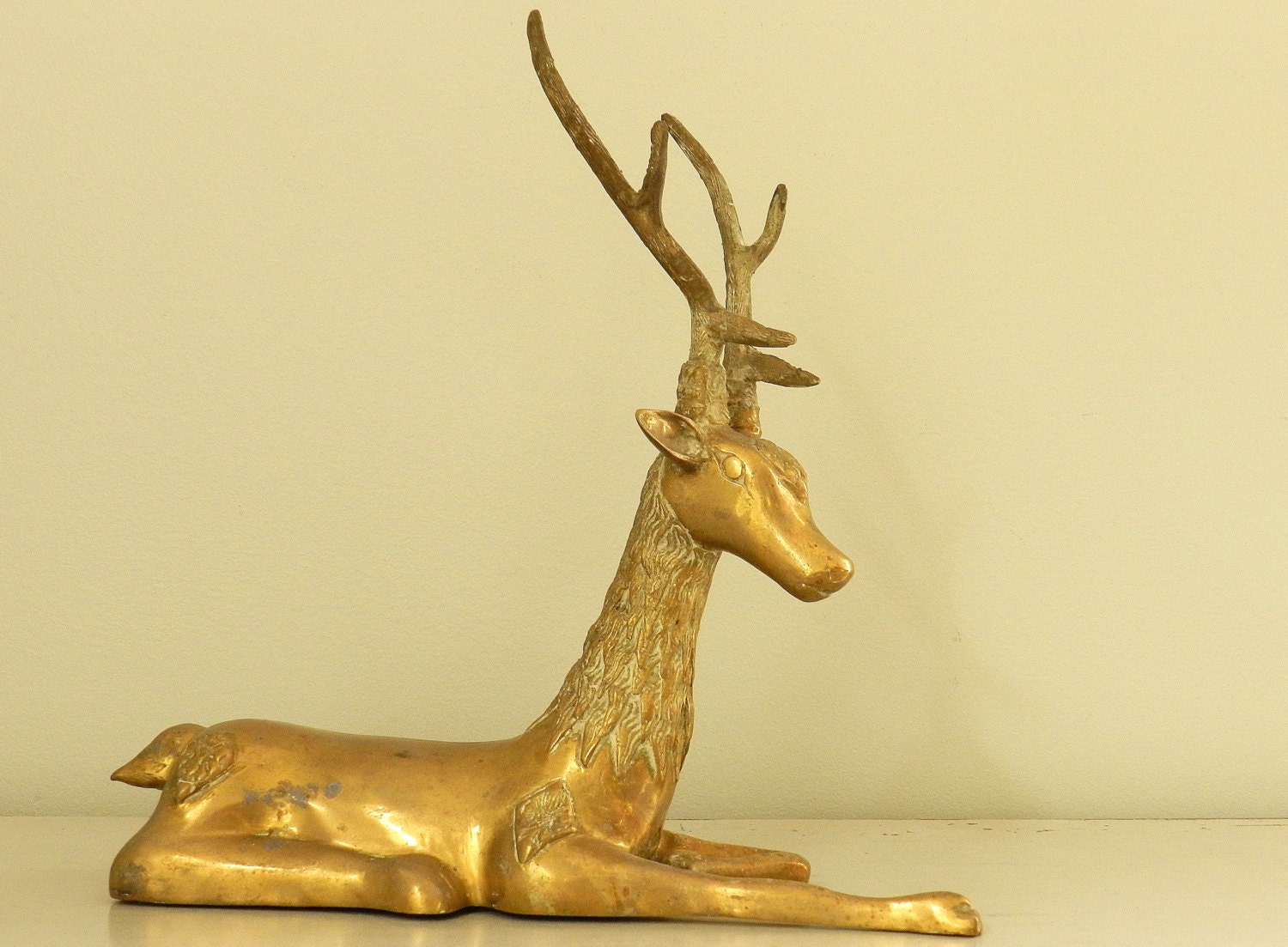 Large Brass Deer Statue Caribou Buck Reindeer By Modrendition