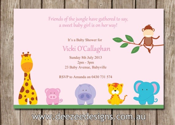 Personalised Jungle Animal Safari Baby Shower Invitations - You Print Il_570xn