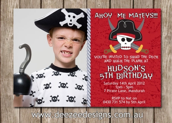 Photo Personalised Boy's Pirate Birthday Invitations - You Print Il_570xn