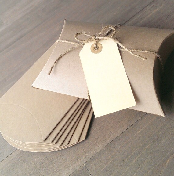 10 large kraft pillow boxes 4 1/2 x 4 1/2 x 1 1/2 by Artesenias