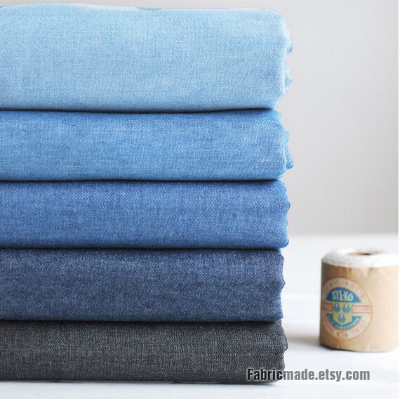 Pre Washed Denim Cotton Fabric/ Summer Light Weight by fabricmade