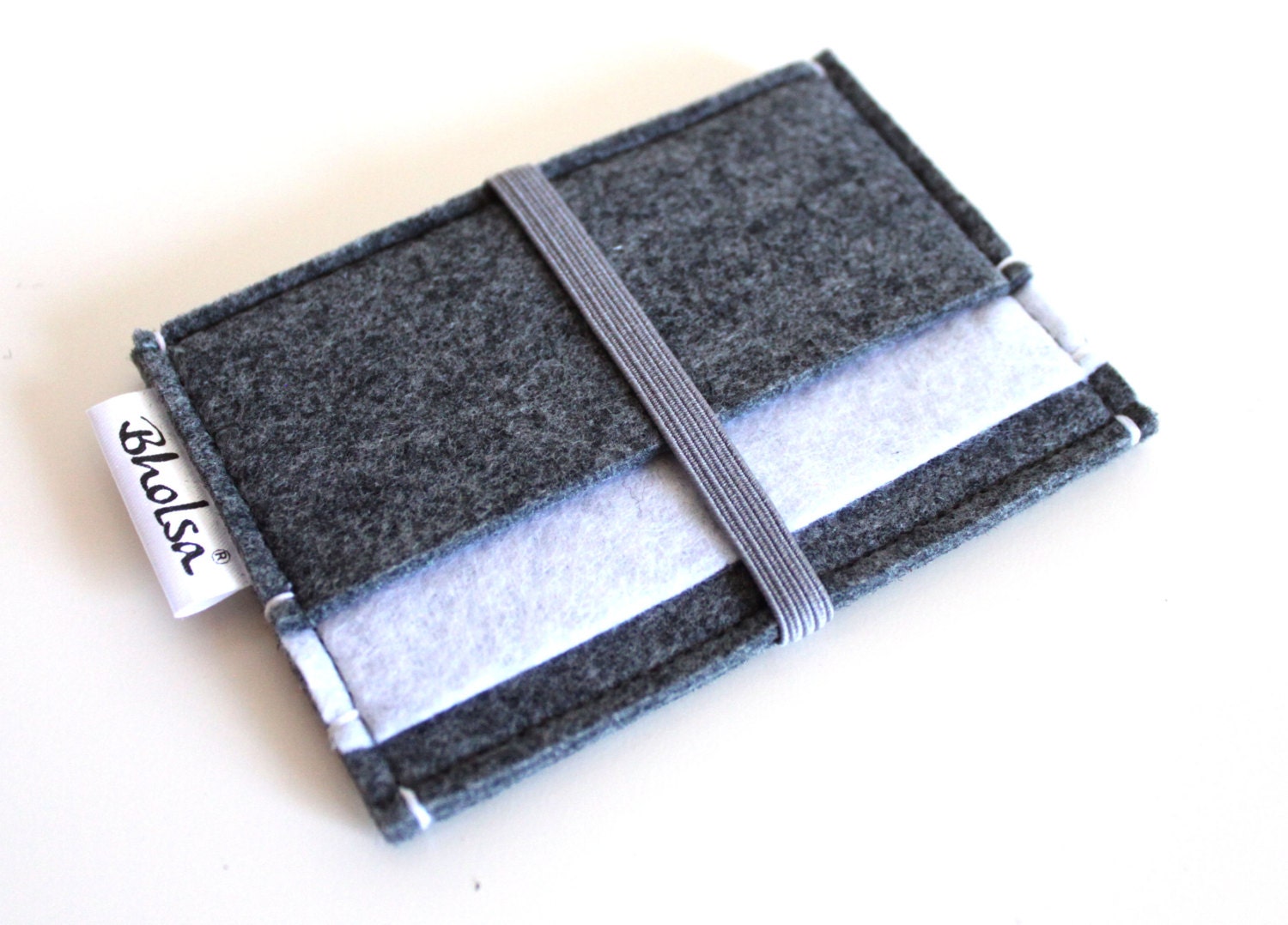 Card Organizer Card Wallet Felt Wallet Dark Grey and by Bholsa