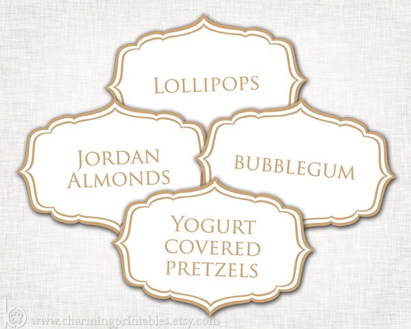 Brown Labels - PRINTABLE PDF File - Brown Tags for Candy Buffet, Ice Cream Buffet - Wedding, Baby Shower, Bridal Shower, Birthday Il_570xn