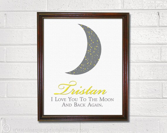 Moon Art - Choose Your Color - DIY PRINTABLE Baby Nursery Art Print - Moon and Stars - I'll Love You To the Moon - Nursery Shape Collection Il_570xn