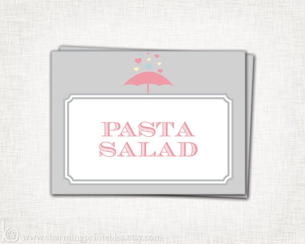 Rain Baby Shower Labels - PRINTABLE PDF File - Girl Baby Shower Label Place Card Name Card - Rain Shower Collection Il_570xn