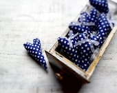 Shabby chic hearts polka dot wedding favors wedding decor guest favors rustic bridal shower navy blue white - HandyHappyHearts