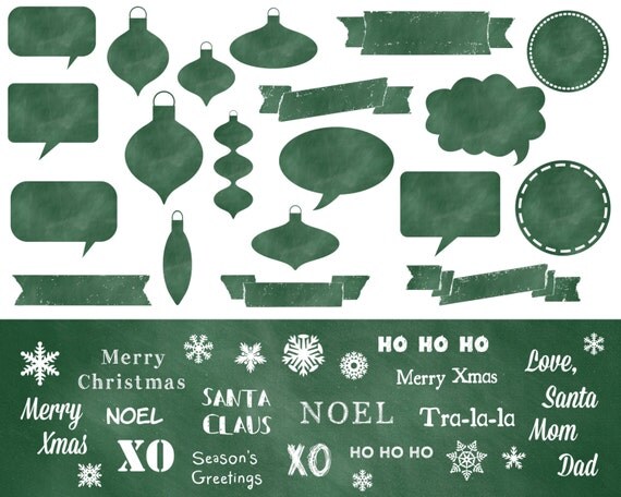 60% OFF SALE Christmas in July Chalkboard Clipart Xmas Fonts Chalk Elements Merry Christmas Labels Il_570xn