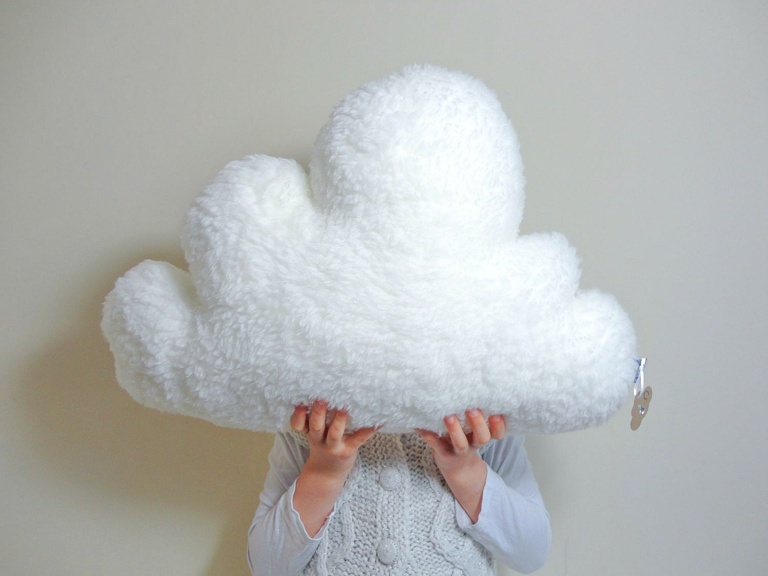 WHITE FLUFFY CLOUD Pillow Cushion Faux Sheepskin Fleece Dreamy, soft and fluffy - Baby Nursery Kids Bedroom Home Decoration