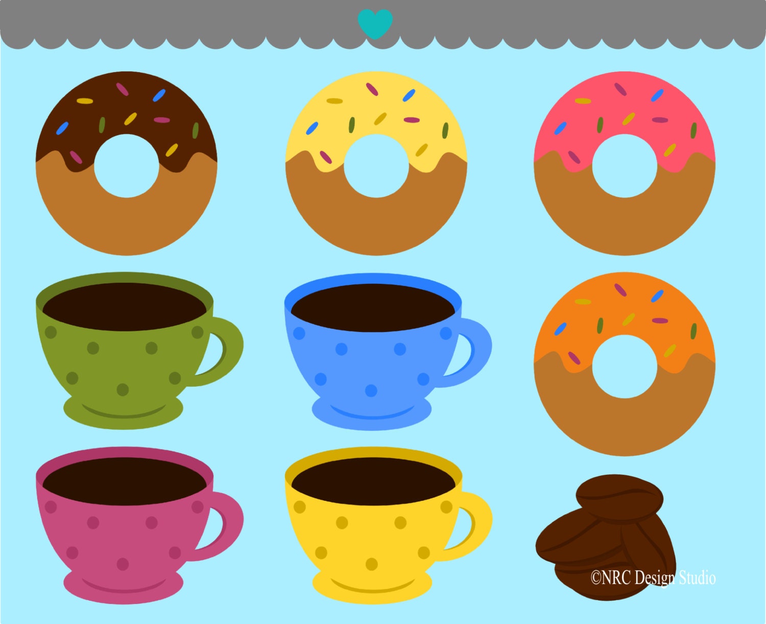 WINTER SALE - Baking Clip Art - Breakfast Donuts Clip Art - Digital Donuts Clipart Il_570xn