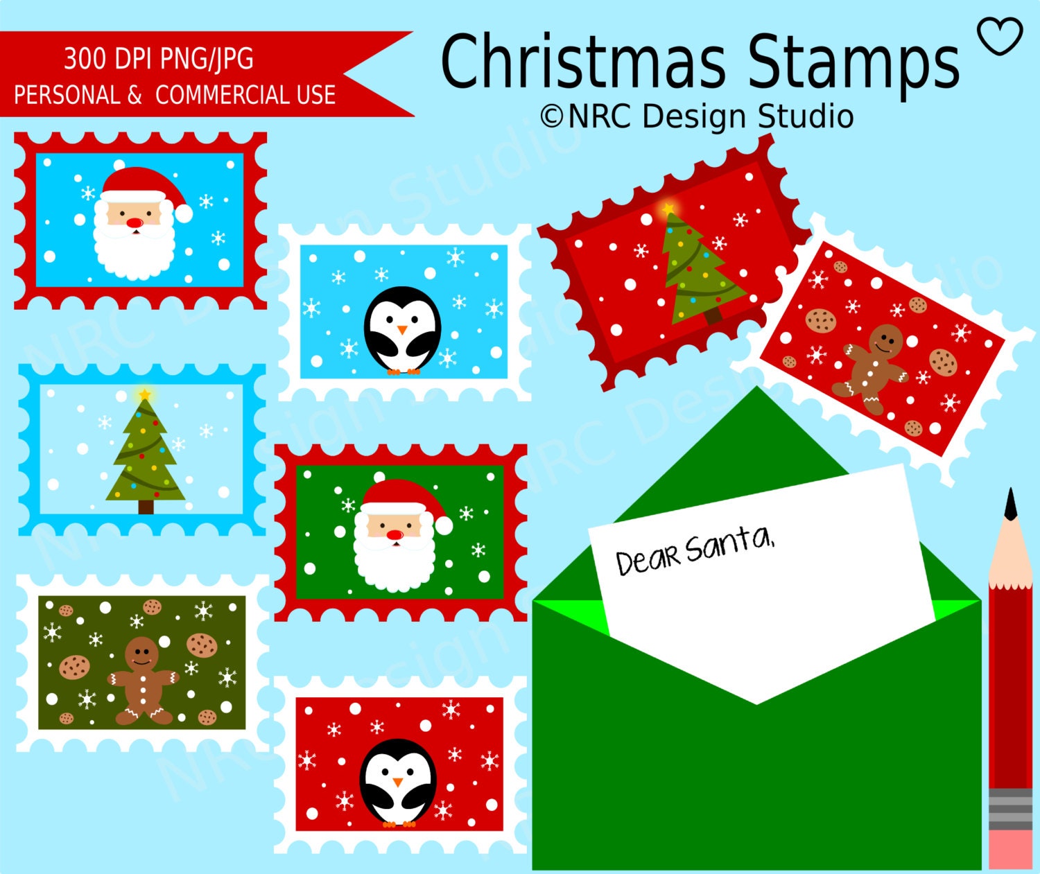 WINTER SALE - Christmas Clip Art - Christmas Stamps Clip Art - Digital Christmas Clipart Il_570xn