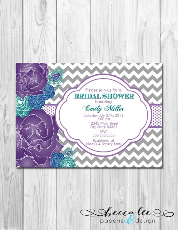 Bridal Shower, Birthday Party, Bachelorette Party, Engagement Party Invitation - Big Peacock Blooms - DIY - Printable Il_570xn