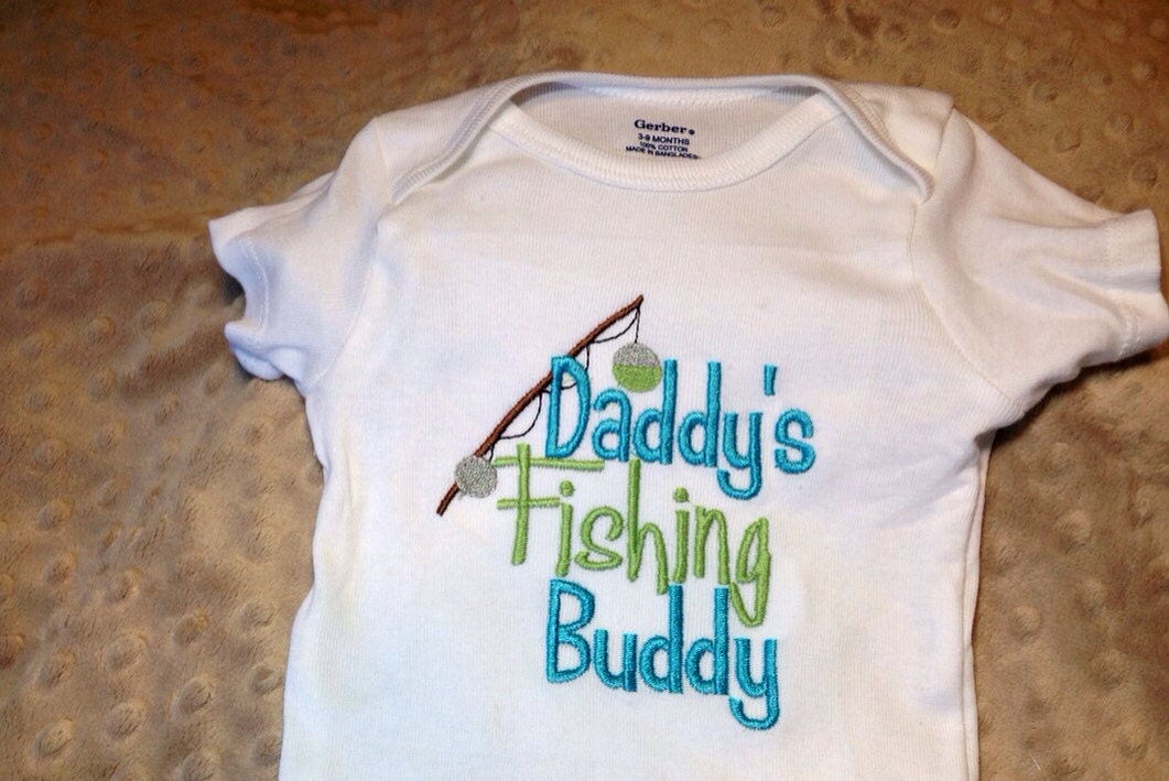 Embroidered Onesie, daddy's little Fishing buddy buddy, choose boy, girl or neutral colors - DeepSouthHomespun