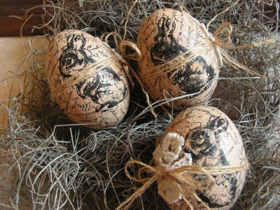 Easter  Eggs -  Rustic Decoration -set of 3.