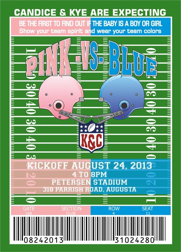 Gender Reveal Football Theme Invitation by ShopKEBCreative on Etsy