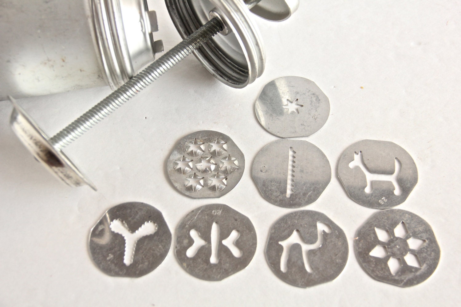 Vintage Aluminum Cookie Press with Disks by TheWrinklyElephant