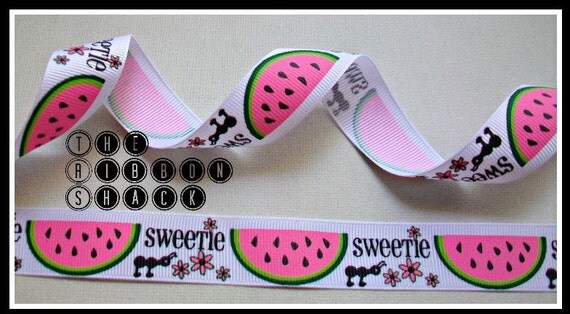 7/8 Watermelon Halves Sweetie Ants Ribbon Green Hot Pink Black Summer Spring Picnic Ants Seeds Chevron Flower Il_570xn