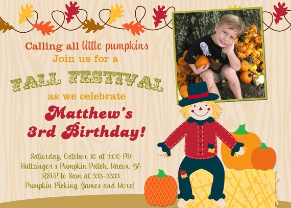 Fall Festival with Pumpkins Birthday Party Invitations - printable Il_570xn