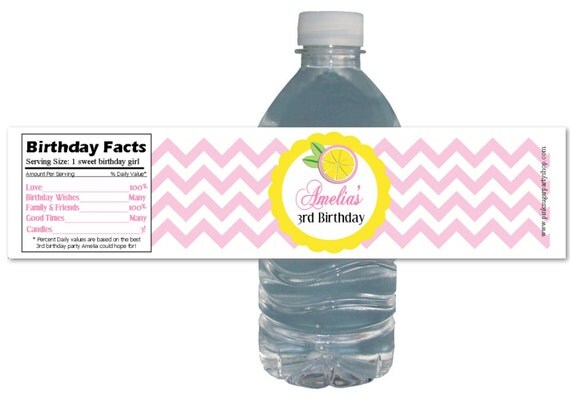 Pink Lemonade Party 15ct Waterproof Bottle Labels Customized Birthday Party Baby Shower Il_570xn