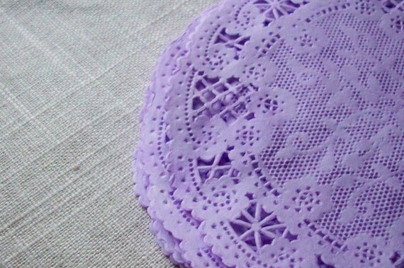 5 Fancy French Lace Colored LAVENDER Paper by ThePaperDoily