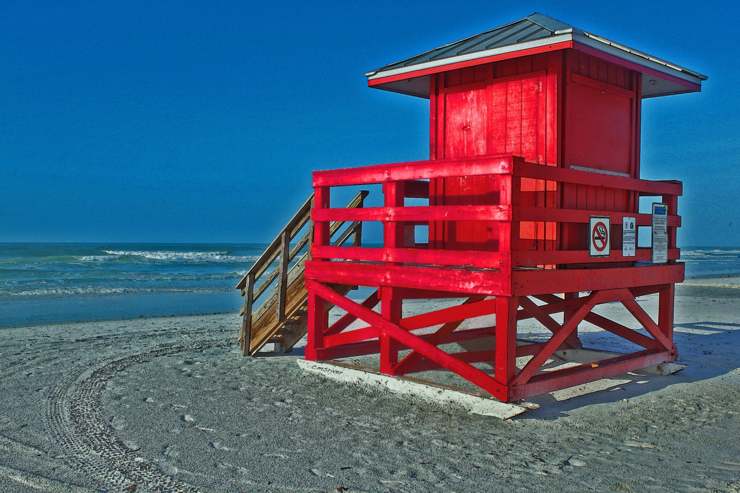 Siesta Key Red Life Guard Hut Photograph - cmsriverpictures