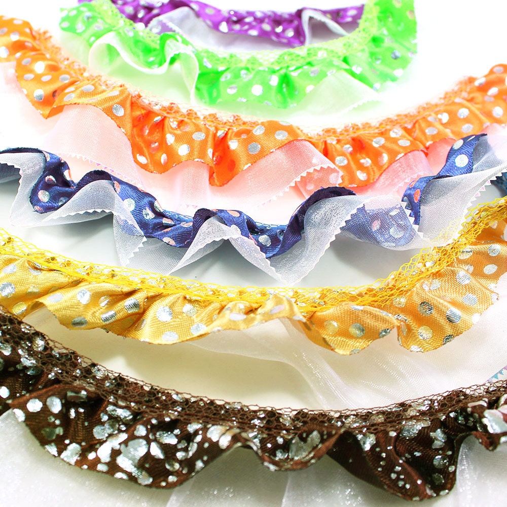 Polka Dot Organza Satin Ruffle Lace Trim 1-1/2" (pack of 25 yard) Il_570xn