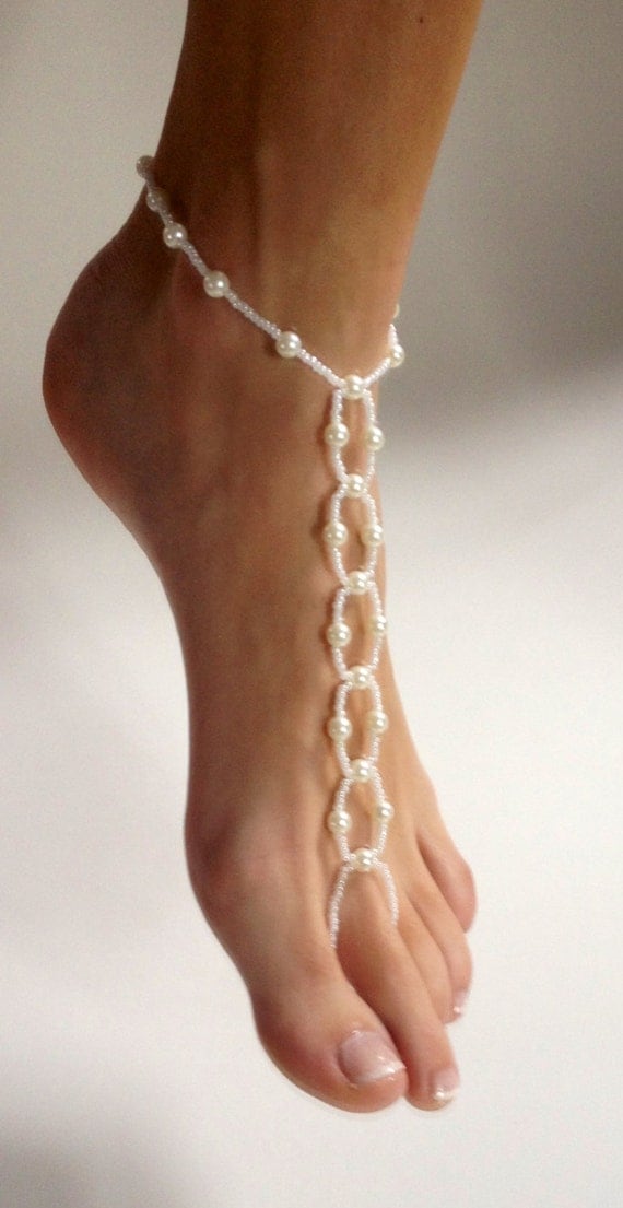 Beach Beaded Bridal Barefoot Sandals With Pearls In By Baresandals