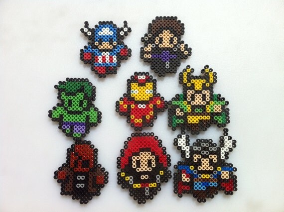 Items similar to Marvel Avengers Mini Perler Bead Sprite Character