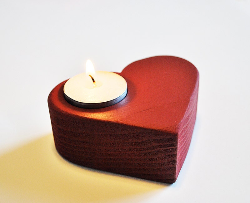 Handcrafted Wood Heart Shaped Tealight Holder - Weddings, Anniversary, Valentine's Day, Mother's Day, Housewarming Gifts, Newlywed Gifts - BrynandJeremiahs