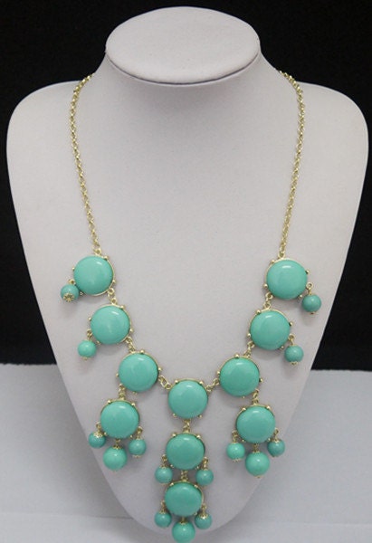 Green necklace turquoise necklace, eBib Necklace, Statement Necklace, Lake Blue Necklace, Bubble Necklace, Wedding Necklace