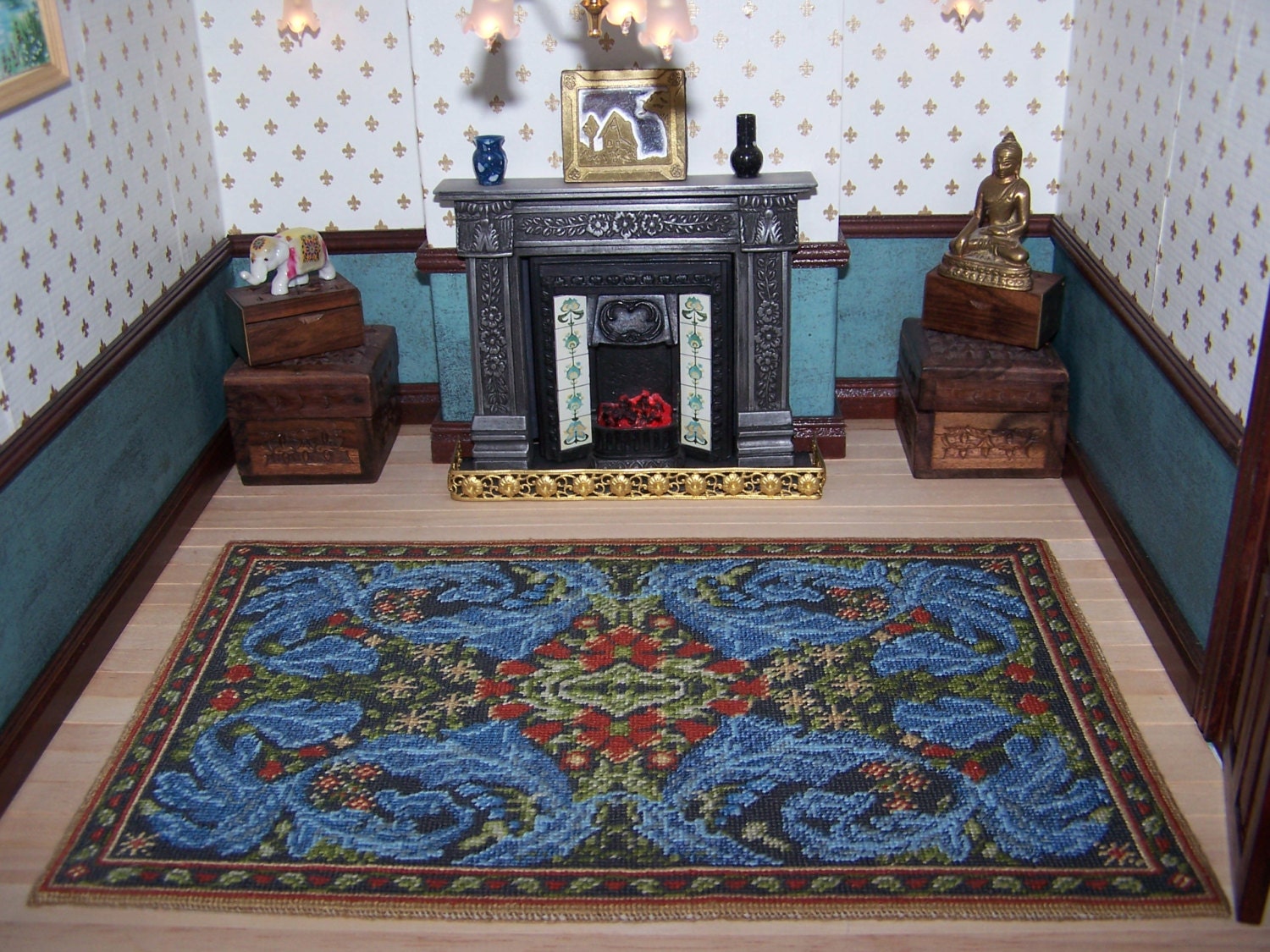 Hand made Dollhouse Carpet 10 inch by 6.5 by WhimsyWooMiniatures