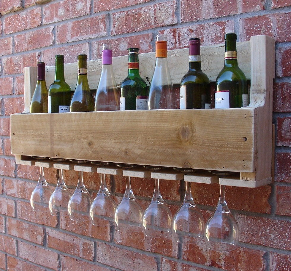 Simply Rustic 6 Bottle Wall Mount Wine Rack with 4 by KeoDecor