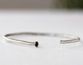 14k gold and sterling silver black diamond cuff bracelet, rustic, eco friendly, 1 bracelet, bangle, mixed metals - AndreaBonelliJewelry