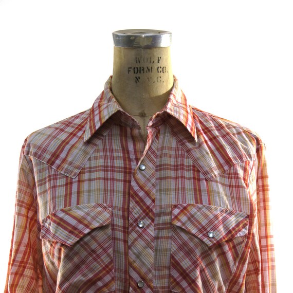 70s Pearl Snap Western Shirt / Plaid Cotton / by SpunkVintage