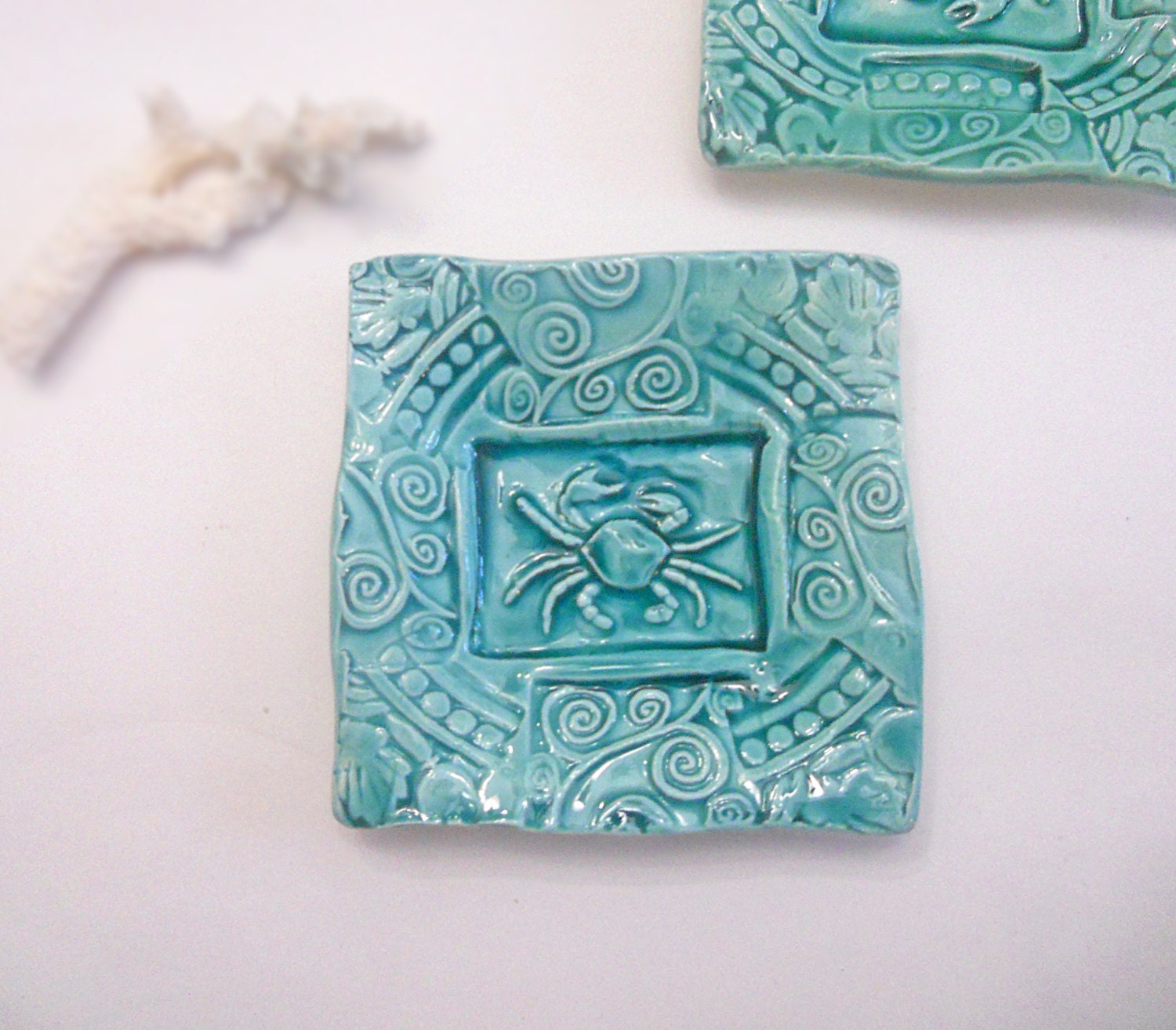 Ceramic Crab Spoon Rest Sponge Holder Dish by IslandGirlPottery