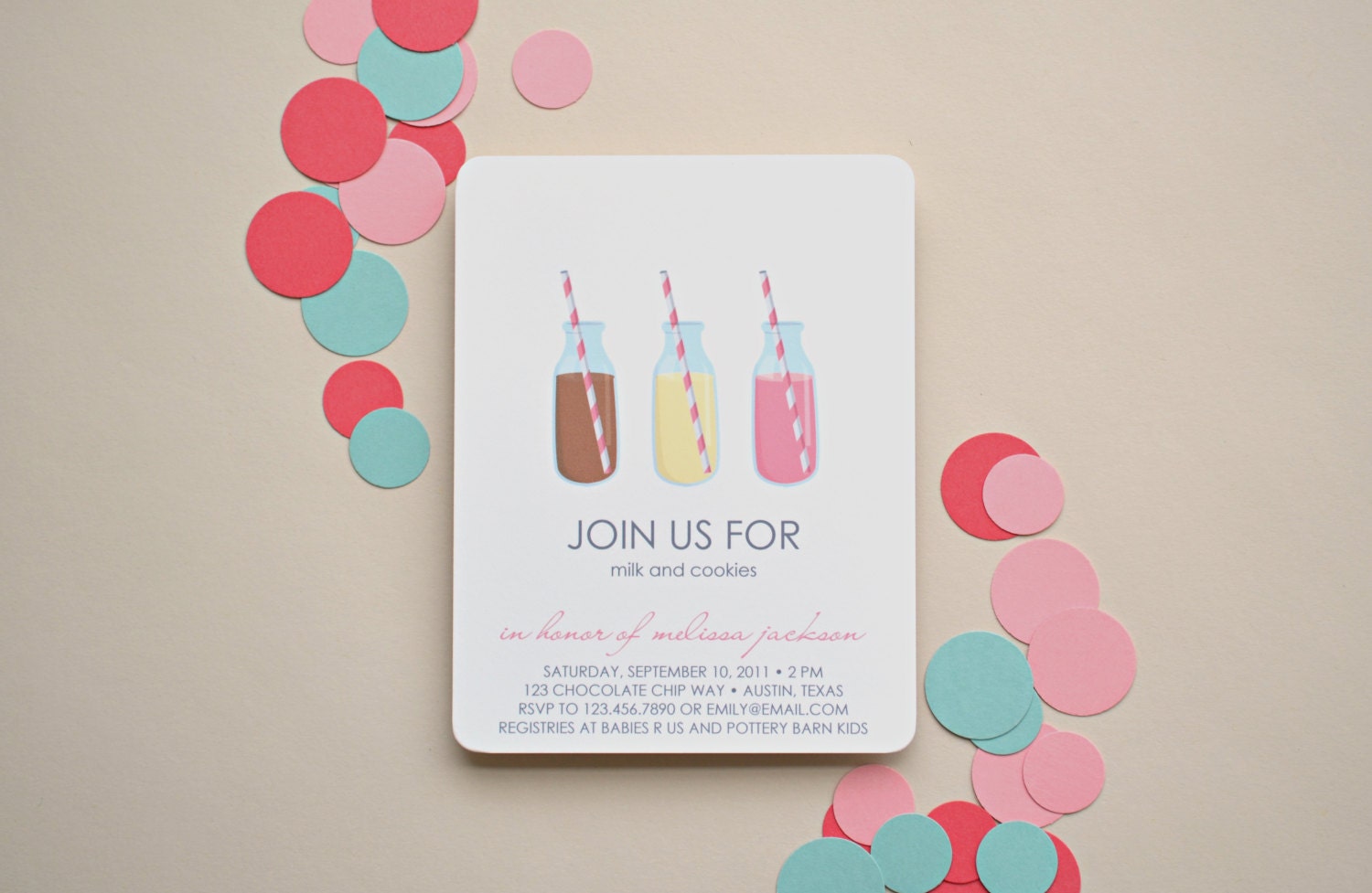 Milk and Cookies Invitations - Choose Your Colors