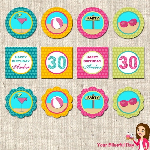 PRINTABLE Personalized Adult Beach Party Circles Il_570xn