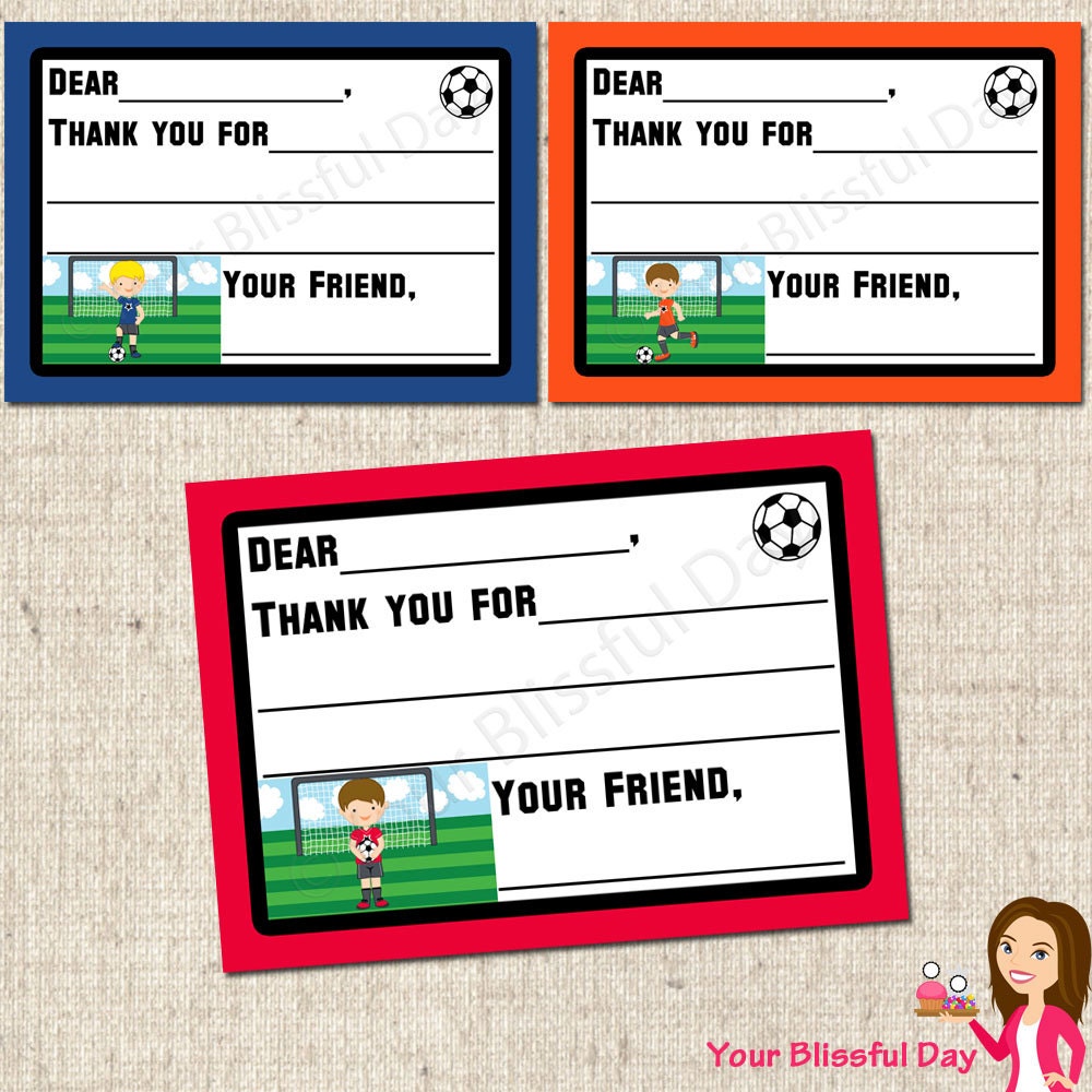 PRINTABLE Boy Soccer Thank You Cards Il_570xn