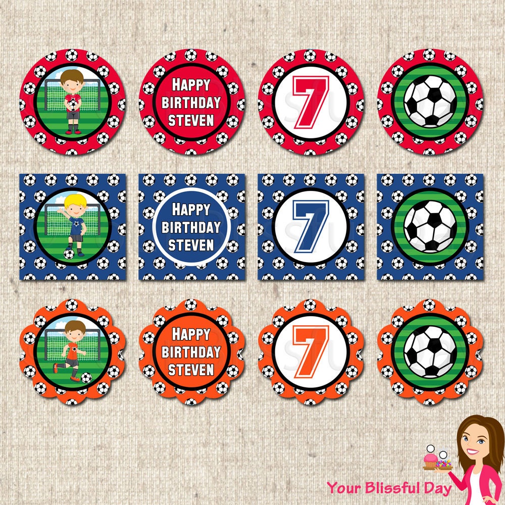 PRINTABLE Boy Soccer Party Circles (Personalized) Il_570xn